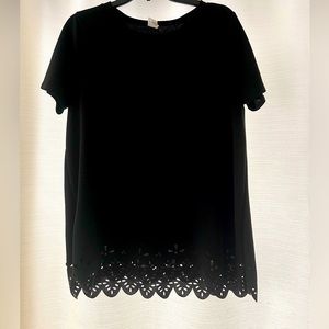 Black Laser Cut Eyelet Ladies Top size Large